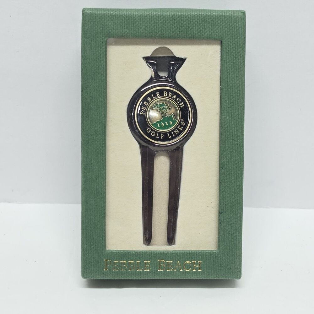 PEBBLE BEACH Golf Links Logo DIVOT TOOL w/Removable BALL MARKER By Golf Design